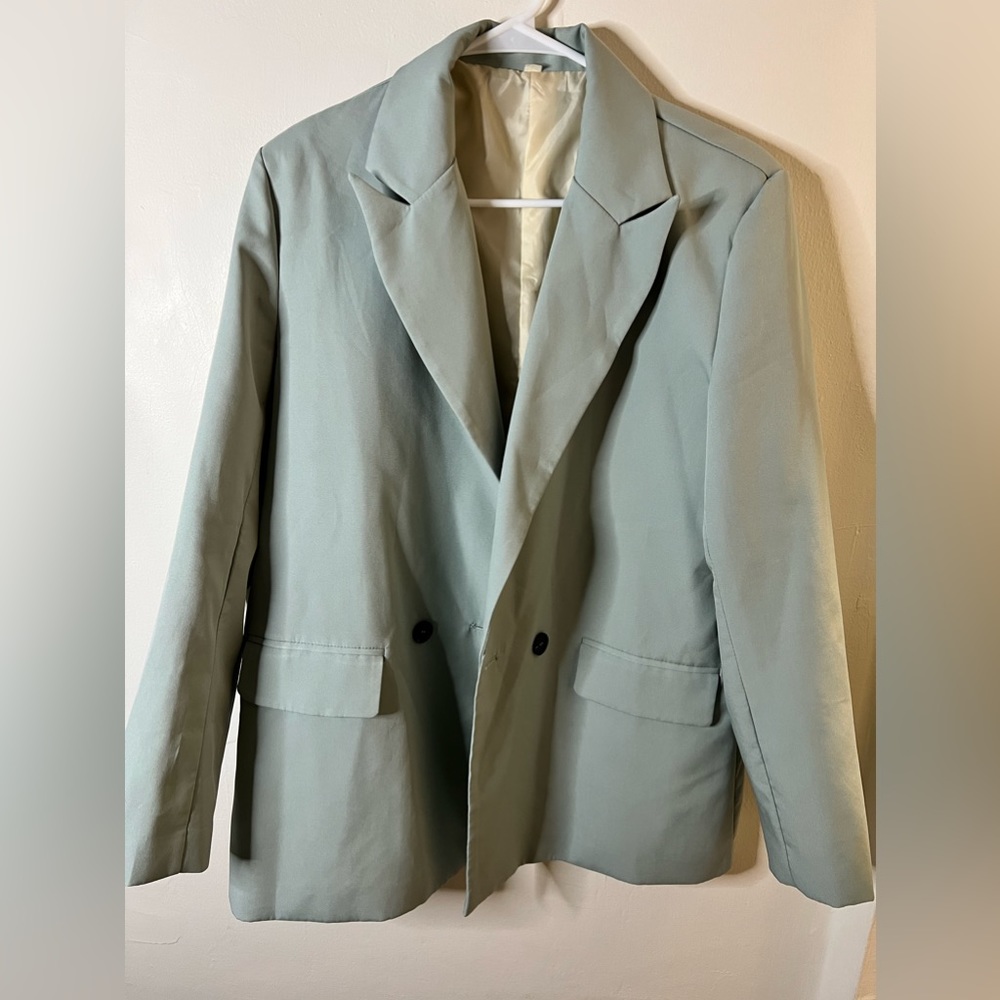 SHEIN Double Breasted Neck Blazer, Size L